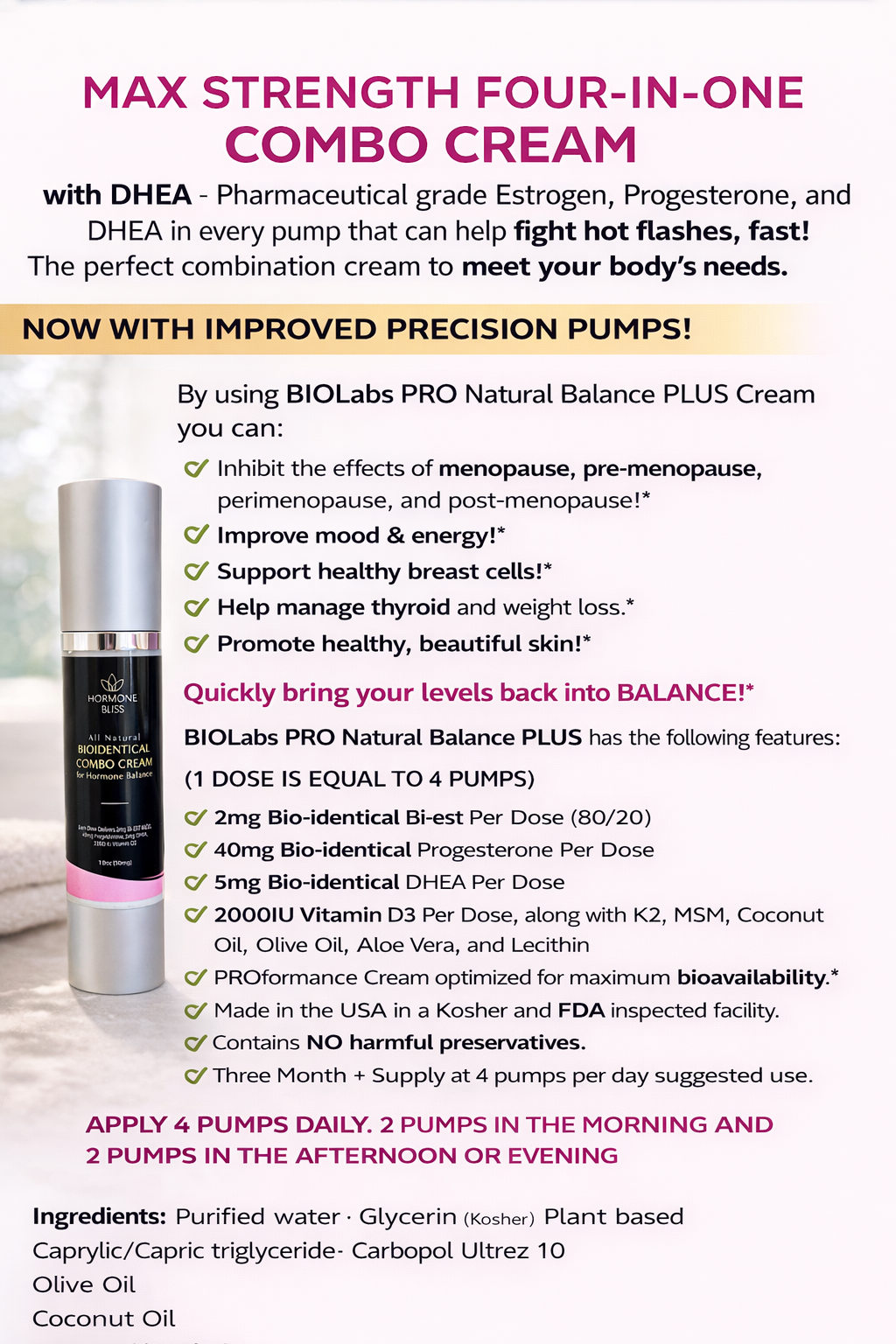 BioIdentical Hormone Combo Cream - Biest/Progesterone/DHEA